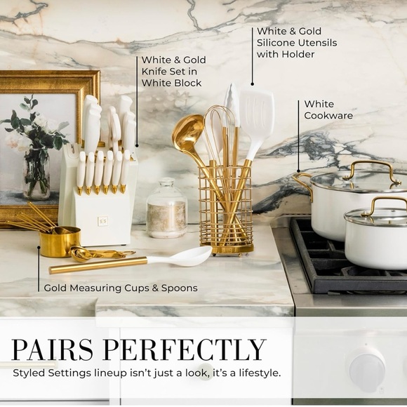 Elegant Gold and White Kitchen Utensils Set - Styled Settings - Picture 6 of 9